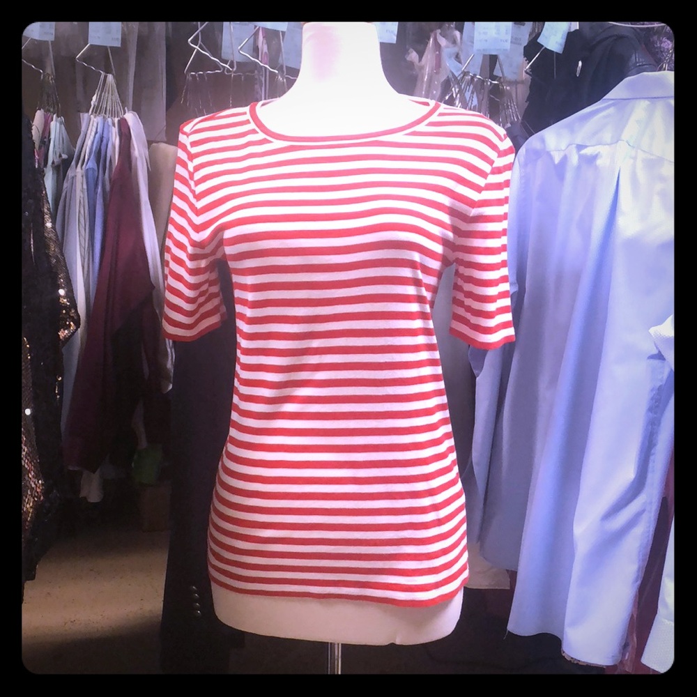 J Crew striped red and white cotton t’shirt.